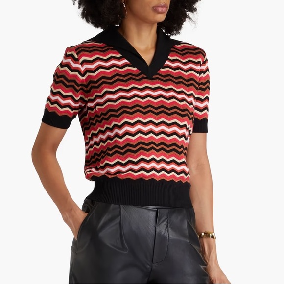 Missoni Tops - Missoni zig zag chevron polo top in black red